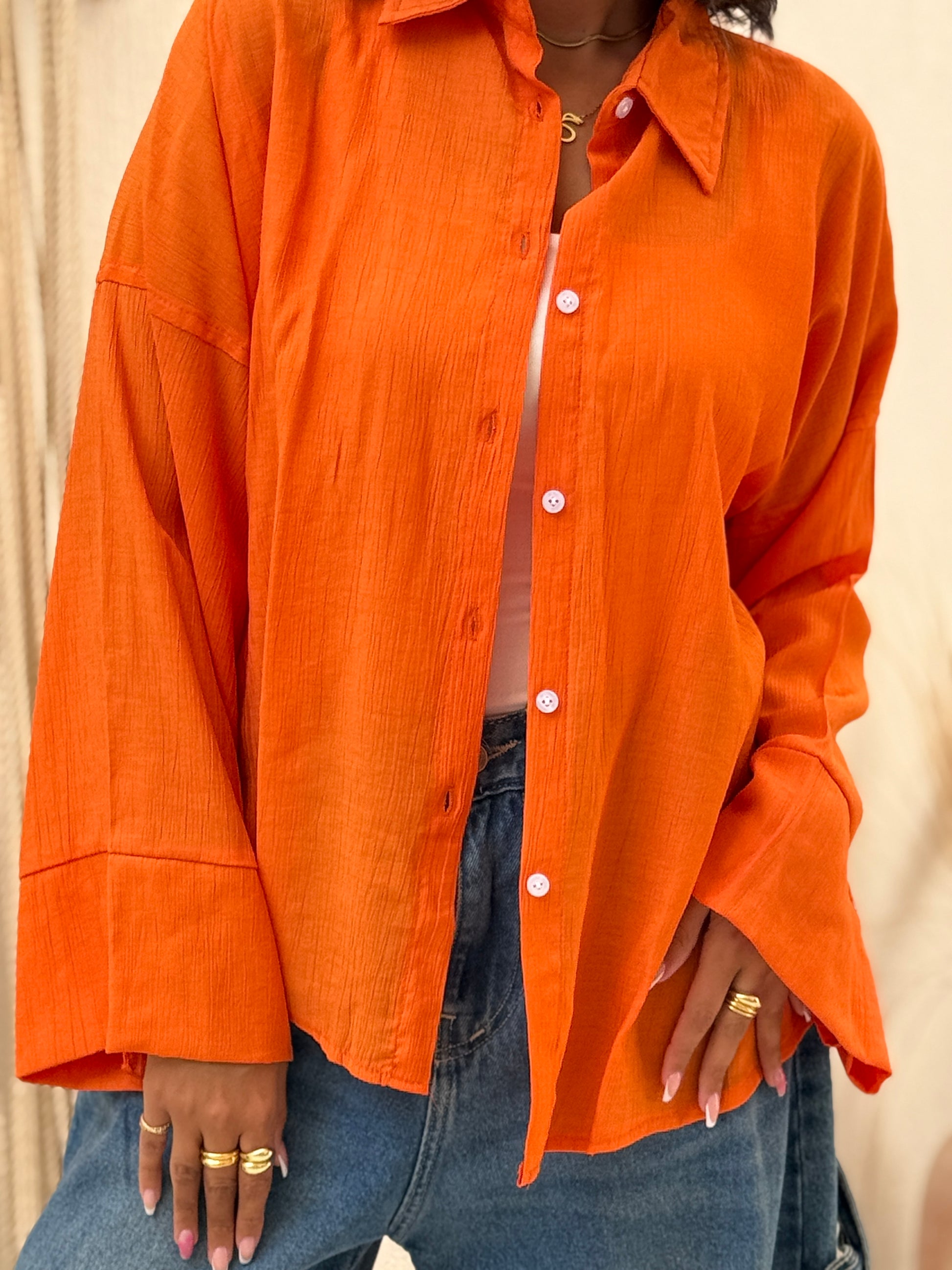 Orange linen summer shirt