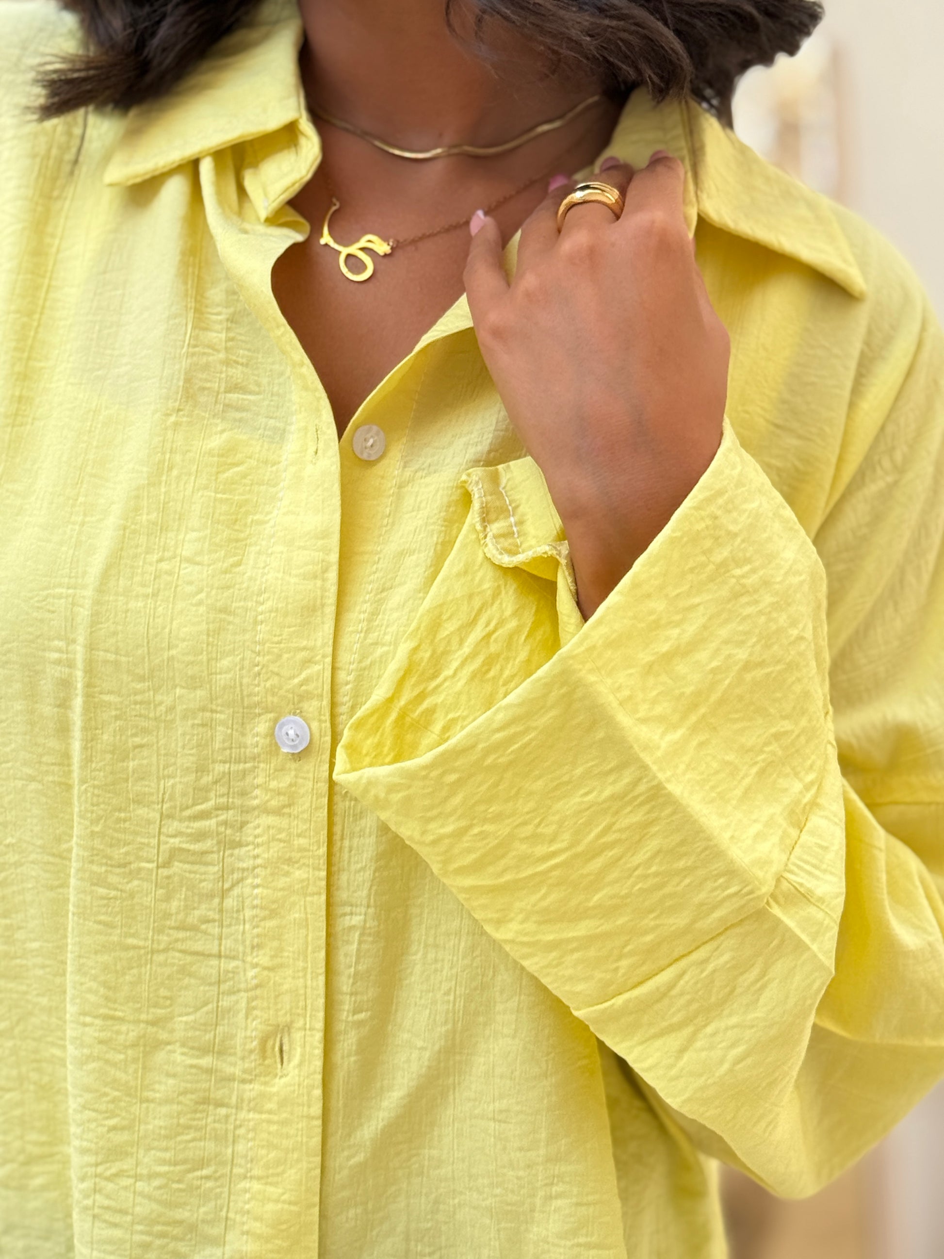 Yellow linen summer shirt