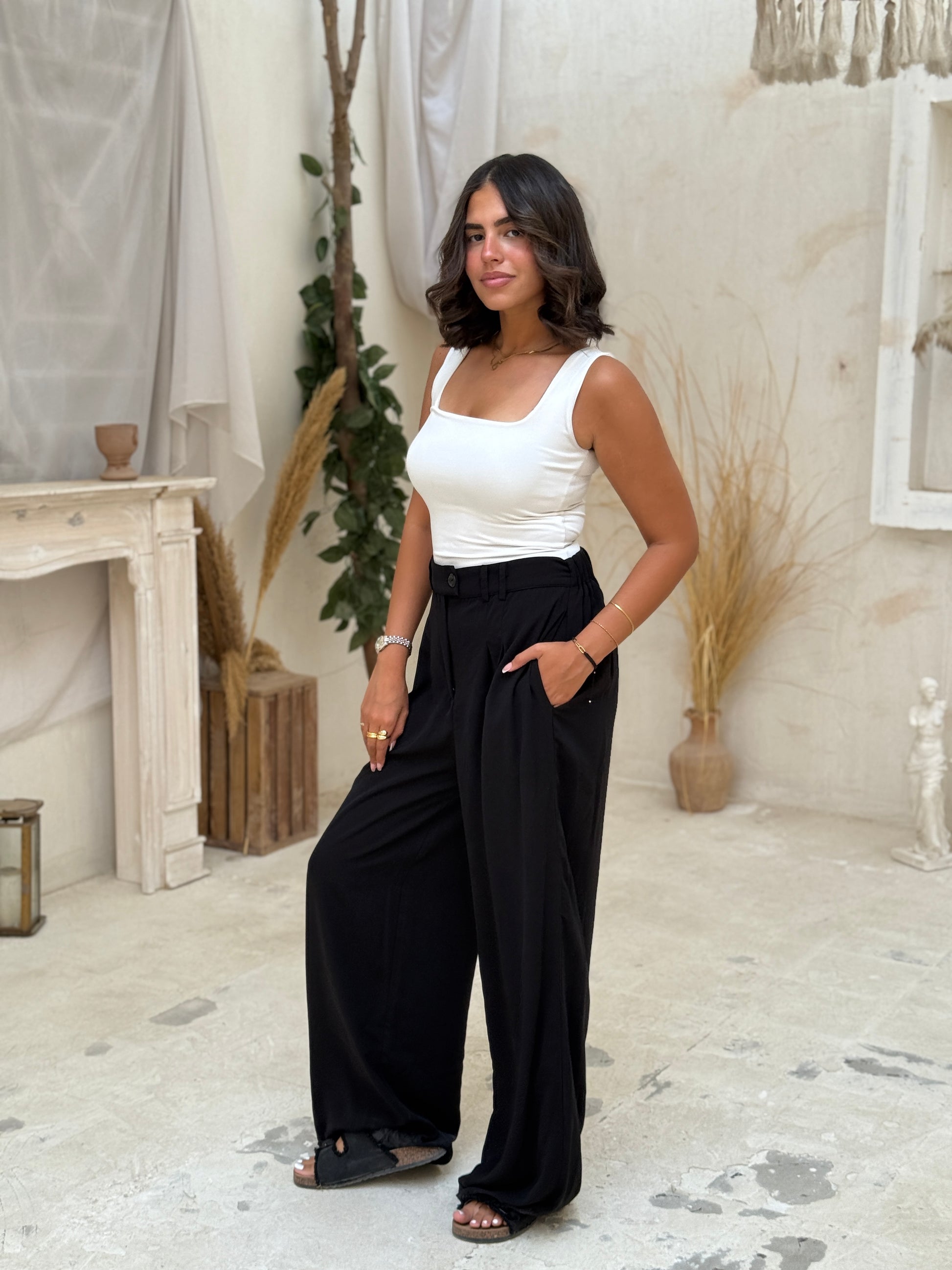 Relaxed fit pants Black