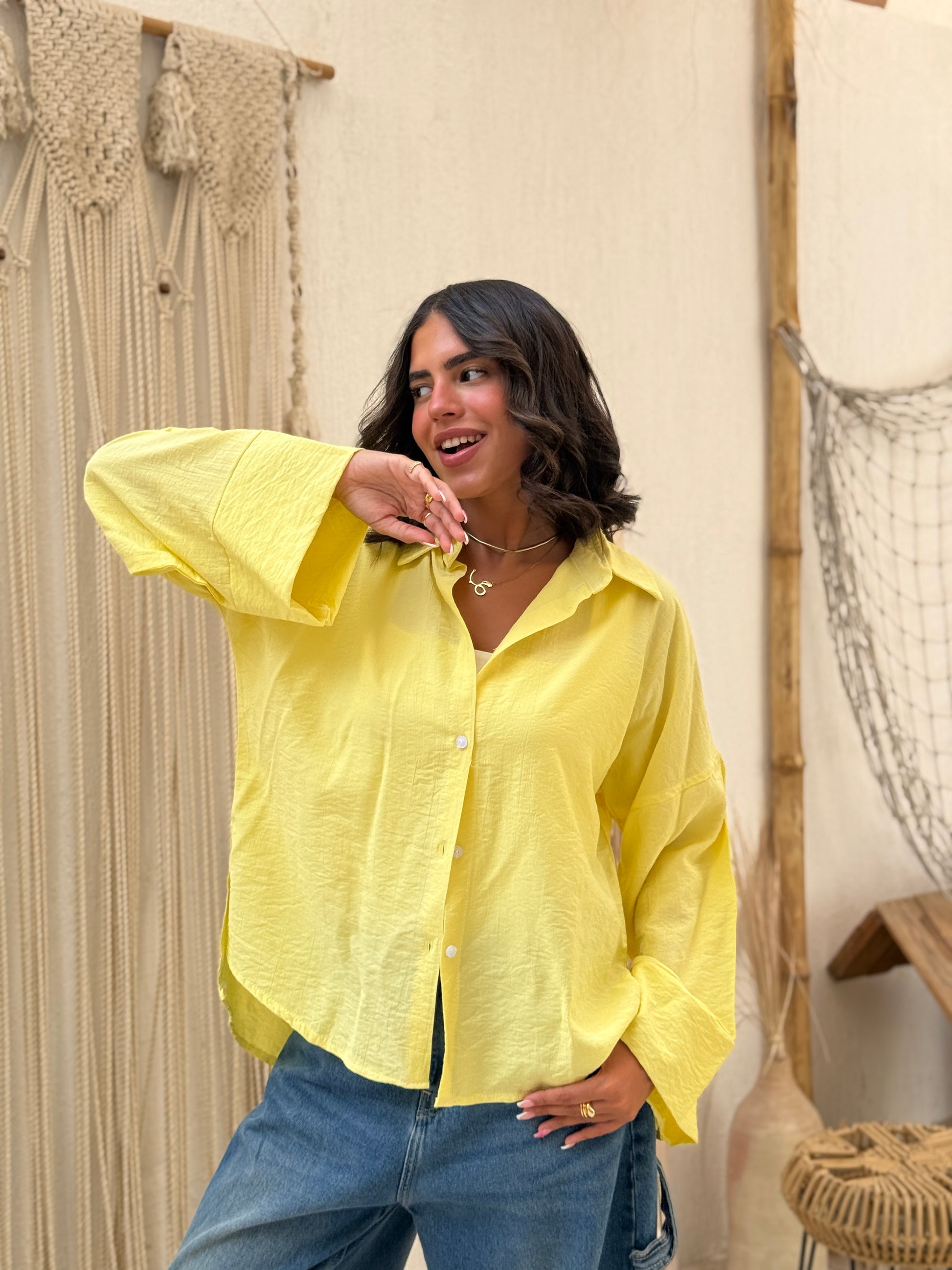 Yellow linen summer shirt