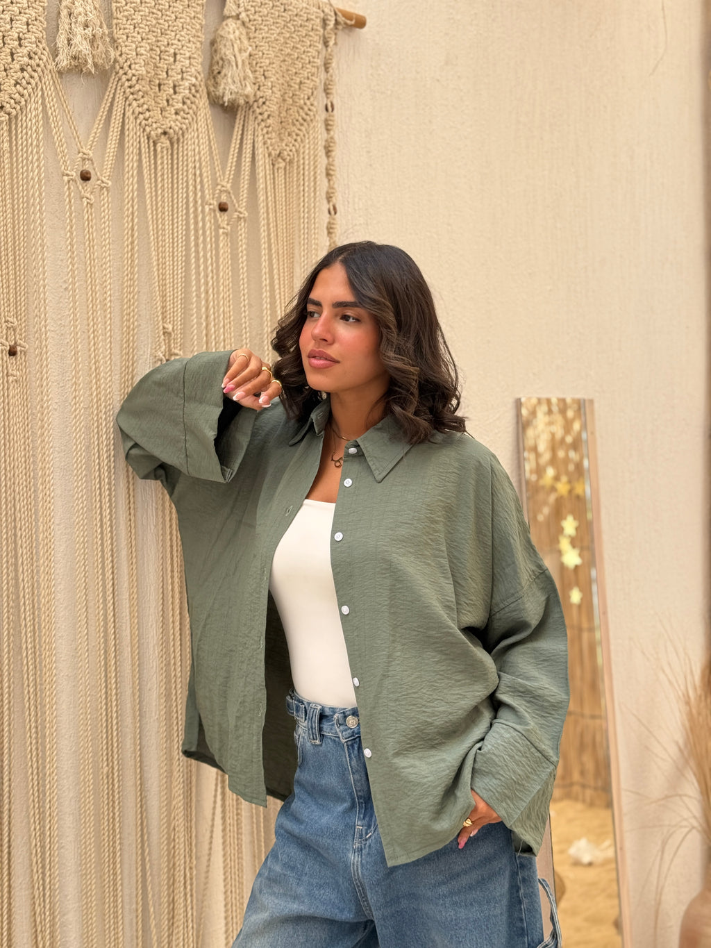 dark green linen summer shirt