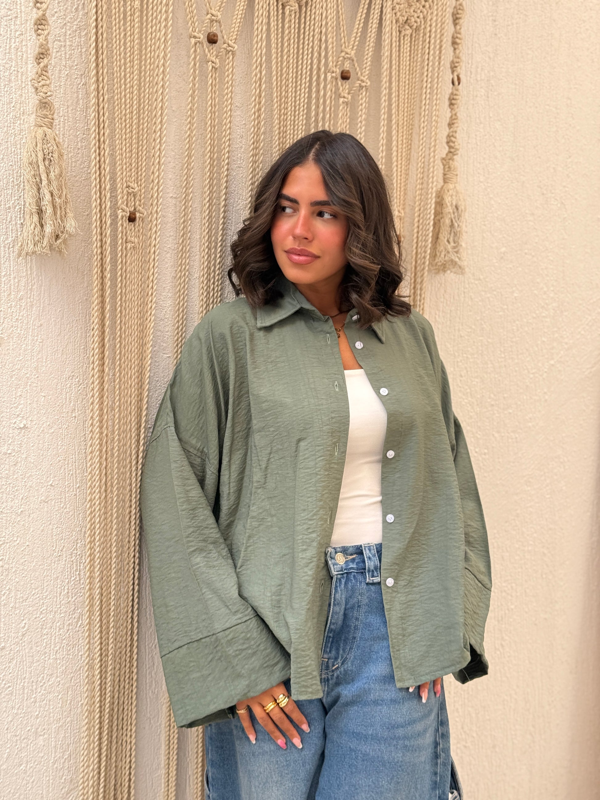 dark green linen summer shirt