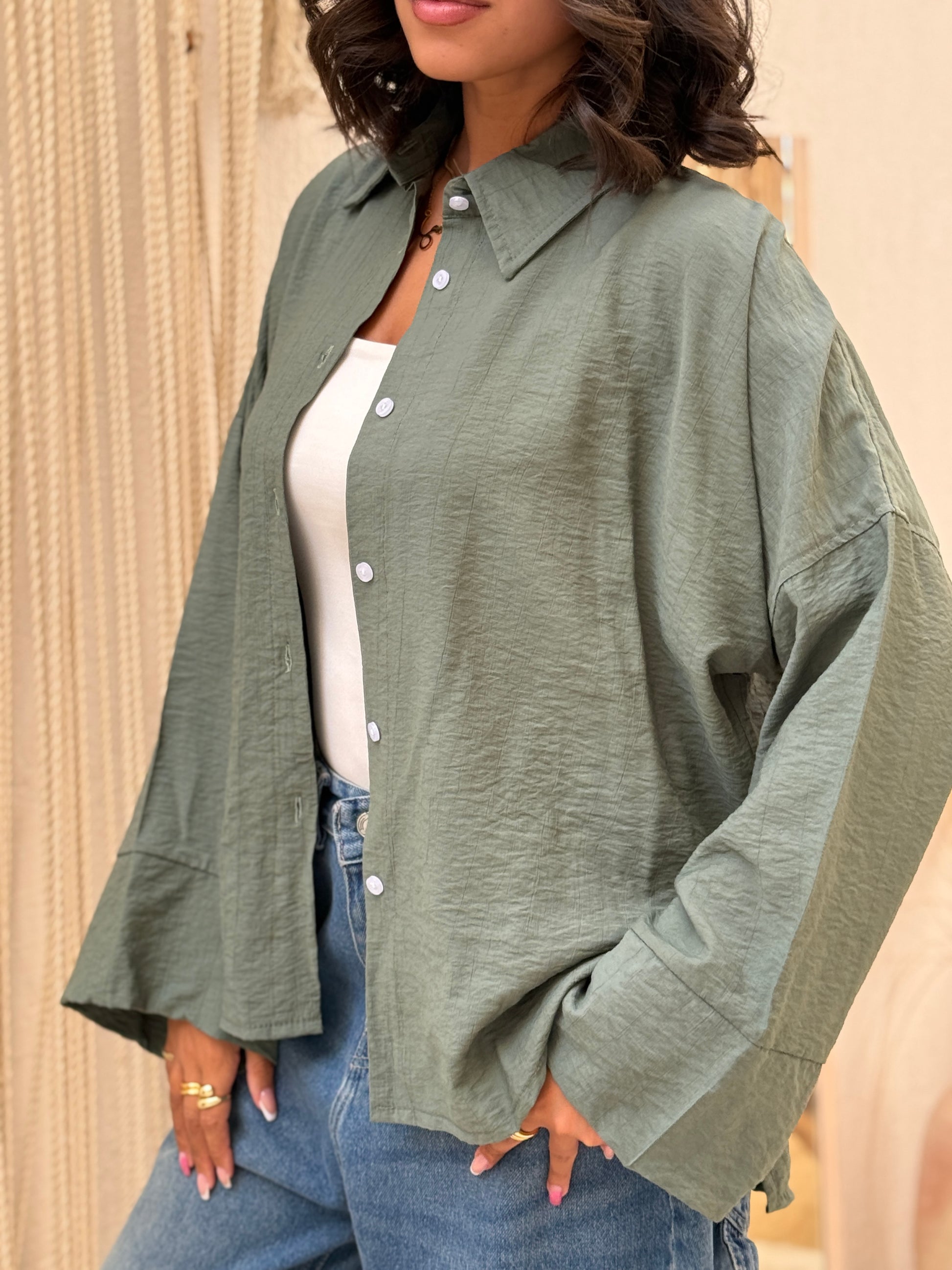 dark green linen summer shirt