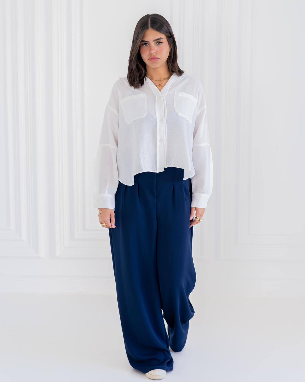 Cropped Linen Shirt – White