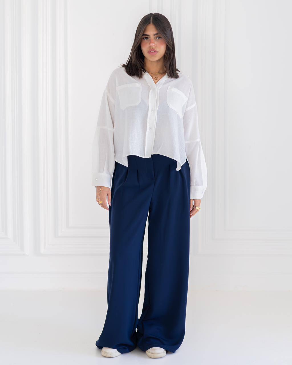 Cropped Linen Shirt – White