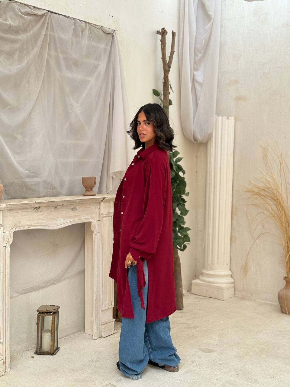 Modern loose shirt burgandy