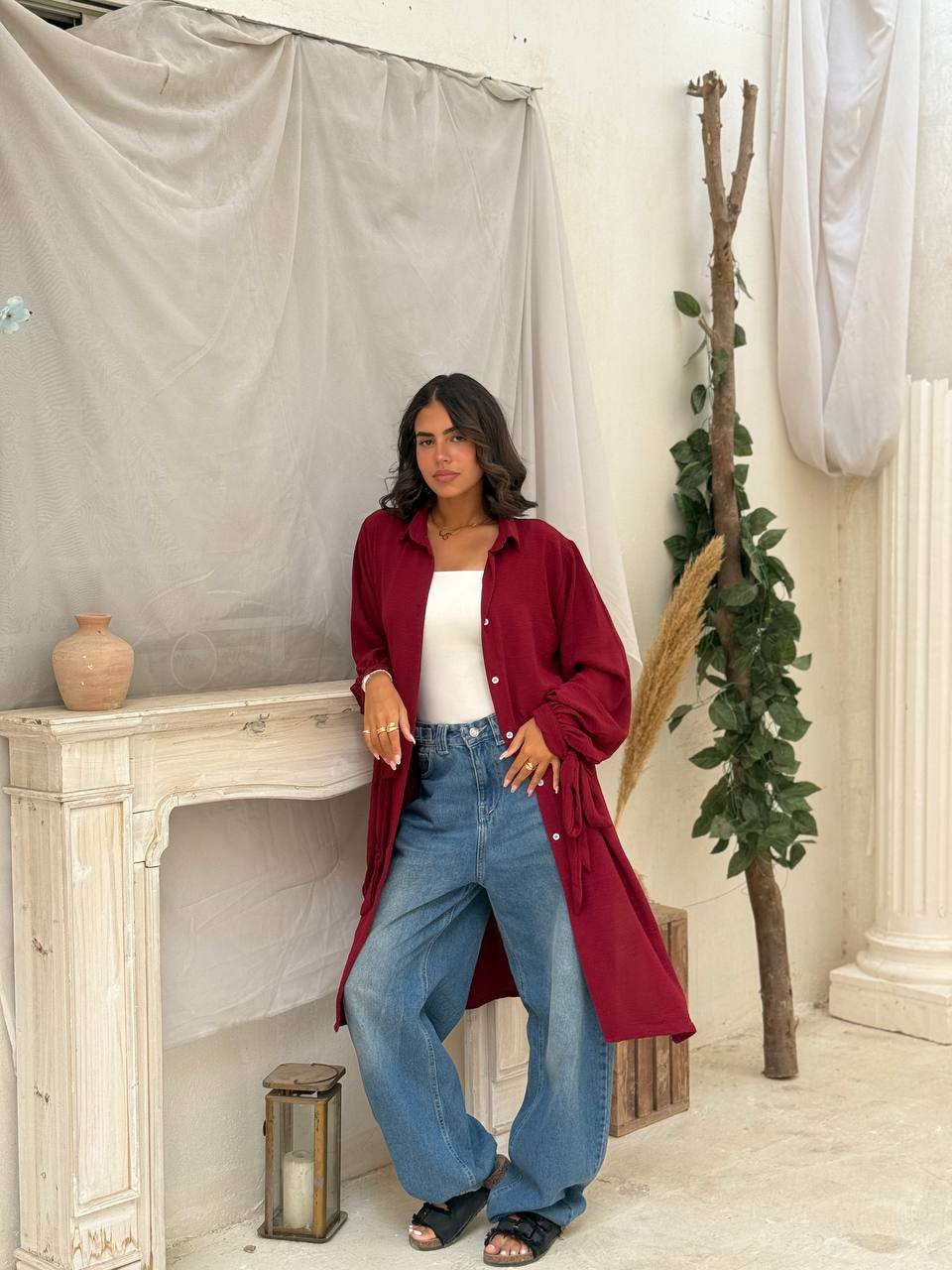 Modern loose shirt burgandy